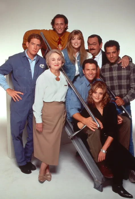 Framed Print : WINGS, clockwise from lower right: Farrah Forke, Tim Daly, Rebecca Schull, Thomas Haden Church, Steven Weber, Crystal Bernard, David Schramm, Tony Shalhoub, 1990-97