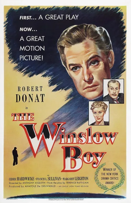 Framed Print : THE WINSLOW BOY, US poster art, from top: Robert Donat, Cedric Hardwicke, Margaret Leighton, 1948