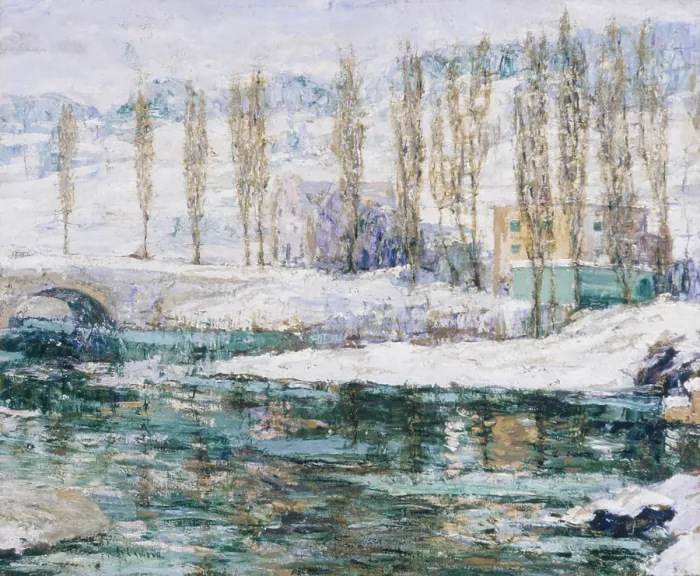 Framed Print : WINTER, by Ernest Lawson, 1914, American painting, oil on canvas. Born in Halifax, Nova Scotia, Lawson was a New York City painter from 1900 to 1930