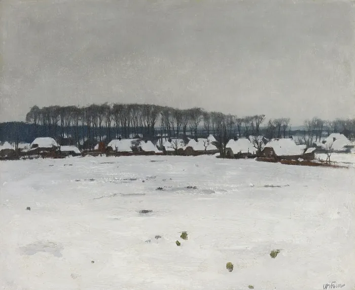 Framed Print : Winter Landscape, by Willem Witsen, c. 1895-1915, Dutch painting, oil on canvas