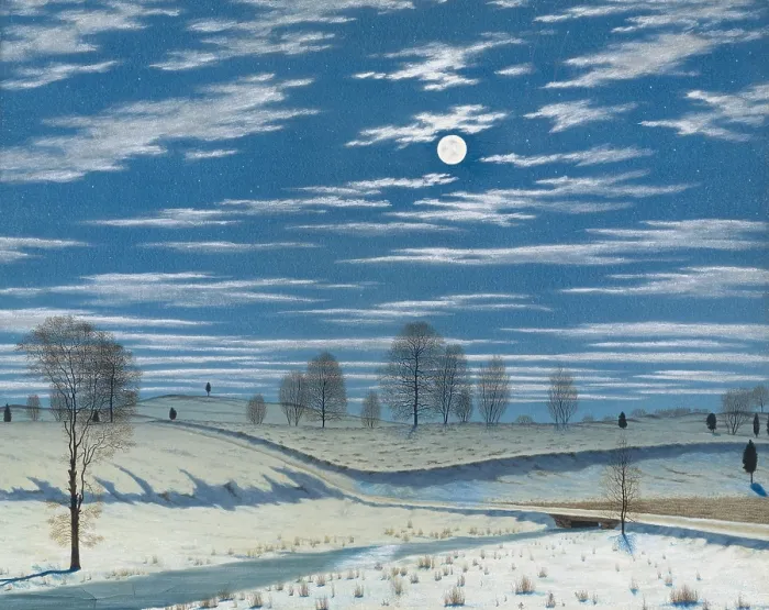 Framed Print : WINTER SCENE IN MOONLIGHT, by Henry Farrer, 1869, American watercolor painting Framed Print : WINTER SCENE IN MOONLIGHT, by Henry Farrer, 1869, American watercolor painting