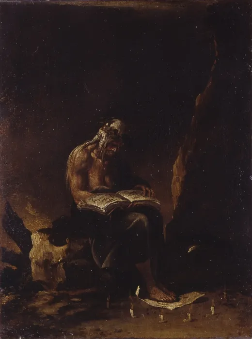 Framed Print : The Witch, by Salvatore Rosa, 1646, 17th century, oil on canvas. - Italy, Lazio, Rome, Capitoline Museum. Whole artwork view