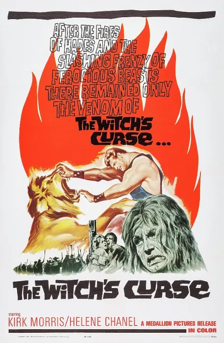 Framed Print : THE WITCH'S CURSE, (aka MACISTE ALL'INFERNO), US poster, Kirk Morris (rear), 1962