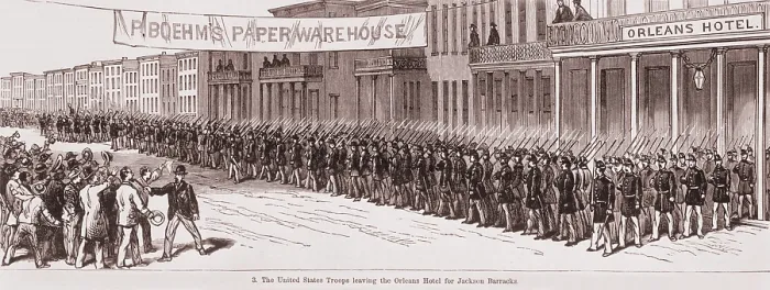 Framed Print : The withdrawal of the federal troops from the State House in New Orleans, on April 24, 1877 Framed Print : The withdrawal of the federal troops from the State House in New Orleans, on April 24, 1877