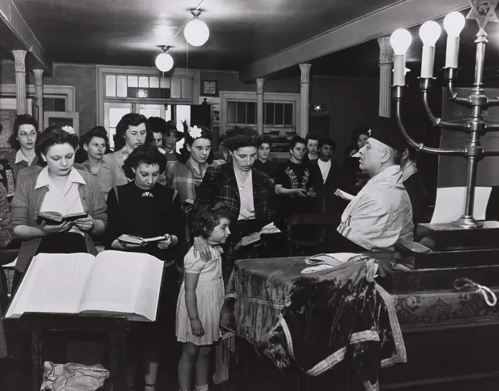 Framed Print : Wives and families of Jewish American GIs attend services in a New York City synagogue on West Twenty-third Street, on D-Day, June 6, 1944