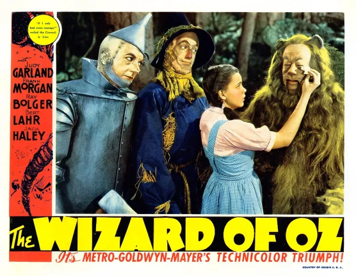 Framed Print : THE WIZARD OF OZ, from left: Jack Haley, Ray Bolger, Judy Garland, Bert Lahr, 1939