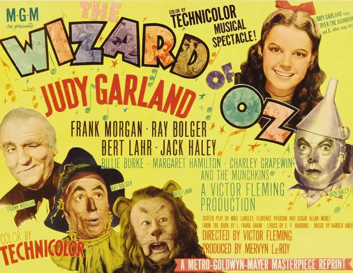 Framed Print : THE WIZARD OF OZ, left from left: Frank Morgan, Ray Bolger, Bert Lahr, right: Judy Garland, Jack Haley on 1940s title lobbycard, 1939