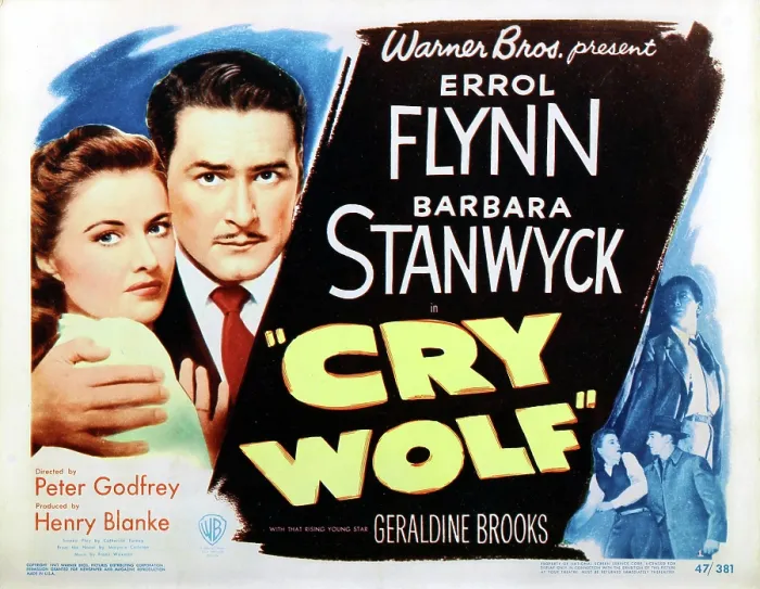 Framed Print : CRY WOLF, US lobbycard, from left: Barbara Stanwyck, Errol Flynn, 1947 Framed Print : CRY WOLF, US lobbycard, from left: Barbara Stanwyck, Errol Flynn, 1947