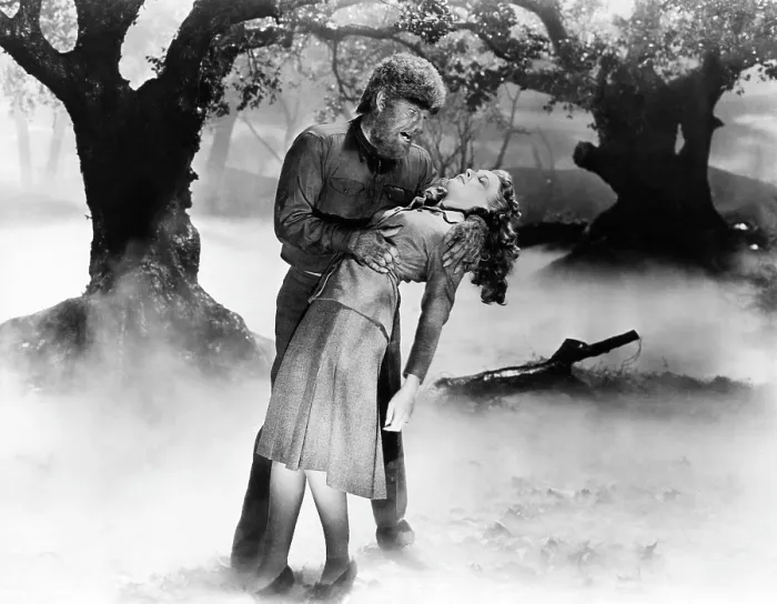 Framed Print : THE WOLF MAN, from left: Lon Chaney Jr. Evelyn Ankers, 1941