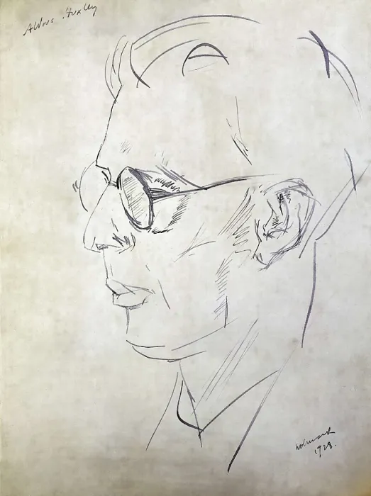 Framed Print : WOLMARK, Alfred Aaron (1877-1961). Aldous Huxley. 1928. Portrait. Bust. Post-Impressionism. Drawing. UNITED KINGDOM. London. National Portrait Gallery