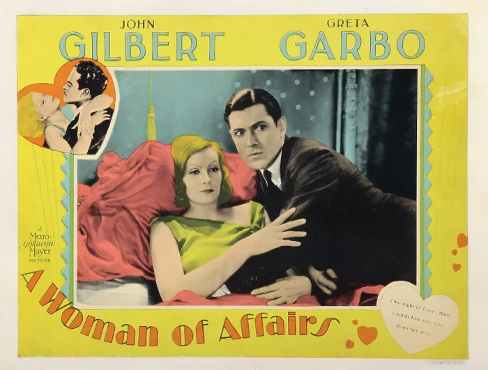 Framed Print : A WOMAN OF AFFAIRS, US lobbycard, top left: Greta Garbo, John Gilbert; center: Greta Garbo, Johnny Mack Brown, 1928