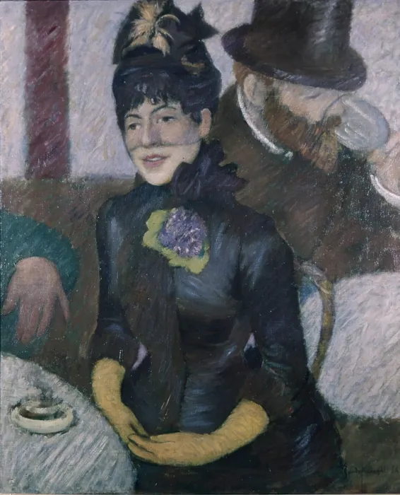 Framed Print : Woman in a bar (Femme au bar), by Federico Zandomeneghi, 1884, 19th Century, oil on canvas, 65 x 55 cm - Italy, Lombardy, Mantua, Civic Collection of Palazzo Te