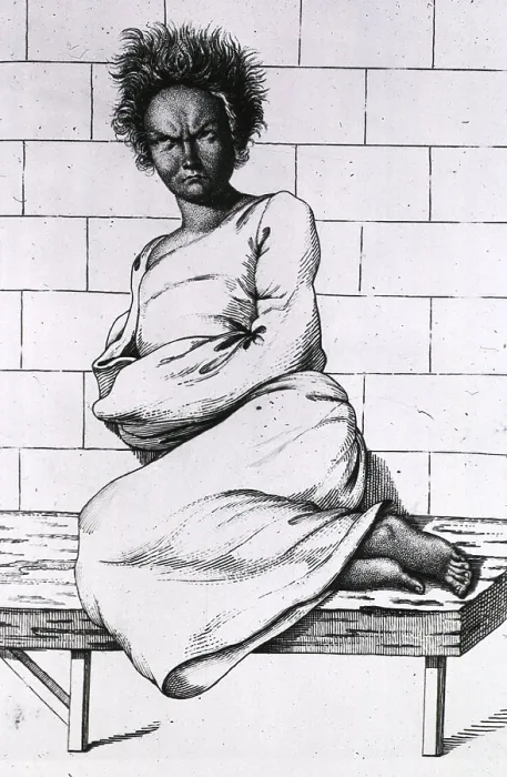 Framed Print : A woman described as a maniac isrestrained by a strait jacket. From Etienne Esquirol's book describing the different types of mental disorders. Engraving by Ambroise Tardieu Framed Print : A woman described as a maniac isrestrained by a strait jacket. From Etienne Esquirol's book describing the different types of mental disorders. Engraving by Ambroise Tardieu