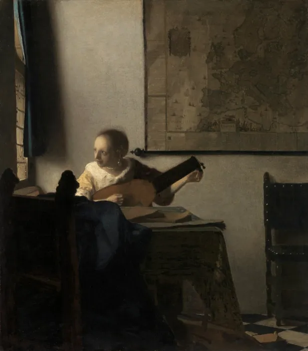 Framed Print : WOMAN WITH A LUTE, by Johannes Vermeer, 1662-63, Dutch painting, oil on canvas Framed Print : WOMAN WITH A LUTE, by Johannes Vermeer, 1662-63, Dutch painting, oil on canvas