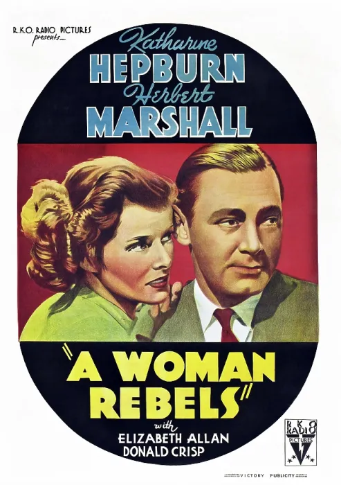 Framed Print : A WOMAN REBELS, from left: Katharine Hepburn, Herbert Marshall on Australian poster art, 1936 Framed Print : A WOMAN REBELS, from left: Katharine Hepburn, Herbert Marshall on Australian poster art, 1936