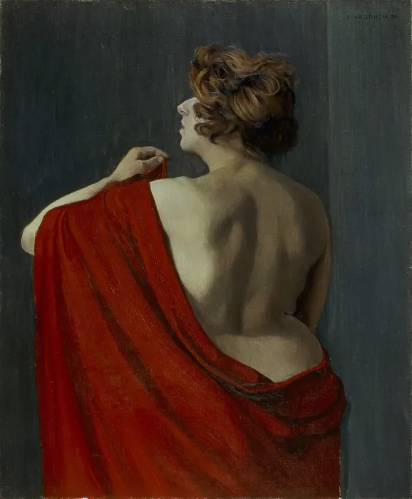 Framed Print : Woman with red shawl, by Flix Vallotton, 1920, 20th Century, oil on canvas - Switzerland, Lausanne, Muse Cantonal des Beaux-Arts. Whole artwork view