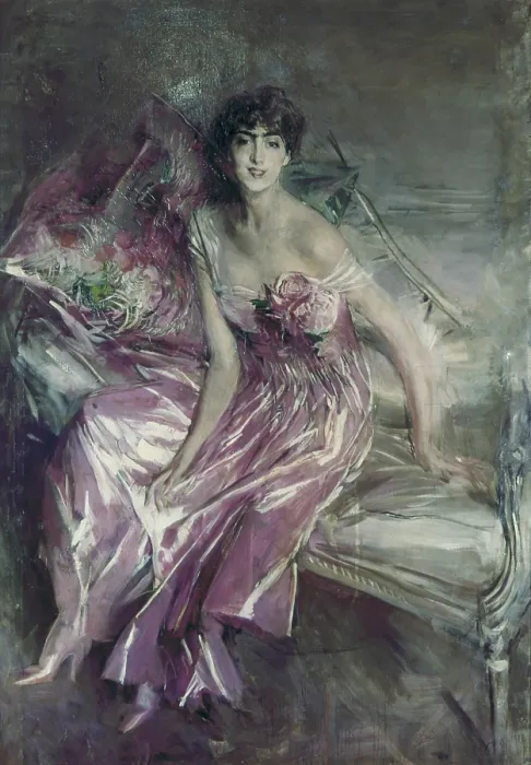 Framed Print : Woman in Rose. Portrait of Olivia de Subercaseaux Concha (La signora in rosa, Ritratto di Olivia de Subercaseaux Concha), by Giovanni Boldini, 1916, 20th Century, oil on canvas