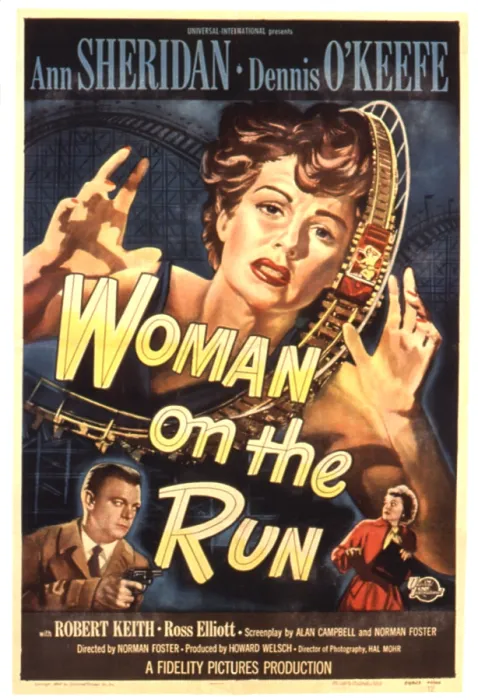 Framed Print : WOMAN ON THE RUN, Poster art, Ann Sheridan, Dennis O'Keefe, 1950