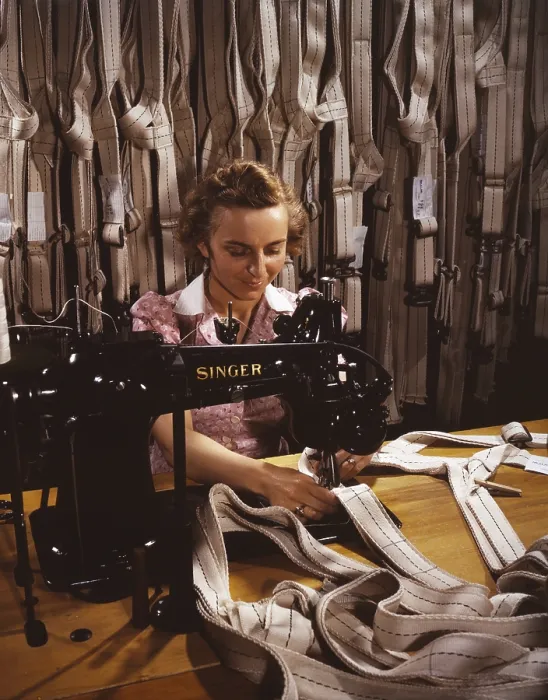 Framed Print : Woman war worker stitching harnesses at the Pioneer Parachute Company Mills. During World War 2, in Manchester, Conn. July 1942. (BSLOC_2013_14_199) Framed Print : Woman war worker stitching harnesses at the Pioneer Parachute Company Mills. During World War 2, in Manchester, Conn. July 1942. (BSLOC_2013_14_199)