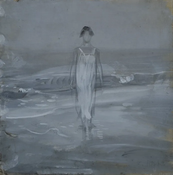 Framed Print : Woman at the water's edge (Donna sulla battigia), by Francesco Paolo Michetti, 1910, 20th Century, tempera on canvas - Private Collection. Whole artwork view