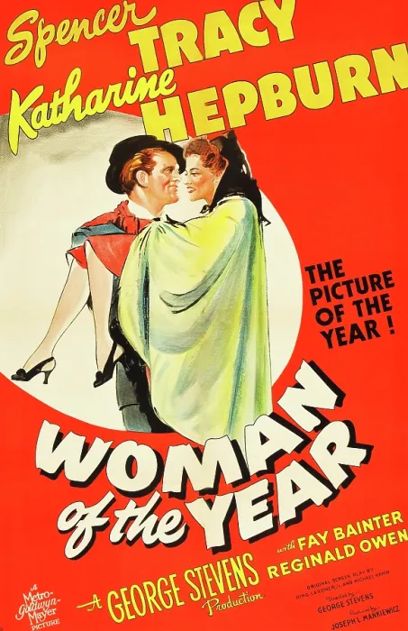 Framed Print : WOMAN OF THE YEAR, (poster art), Spencer Tracy, Katharine Hepburn, 1942