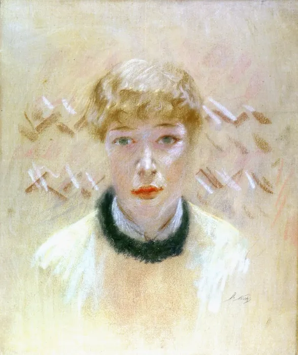 Framed Print : Woman's Head, by Giuseppe De Nittis, 19th Century - Italy, Puglia, Barletta, Giuseppe De Nittis Collection. Whole artwork view. Woman's portrait on abstract background