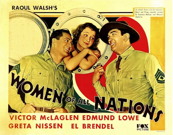 Framed Print : WOMEN OF ALL NATIONS, from left: Edmund Lowe, Greta Nissen, Victor McLaglen, 1931, TM and Copyright 20th Century Fox Film Corp. All rights reserved. / courtesy Everett Collection