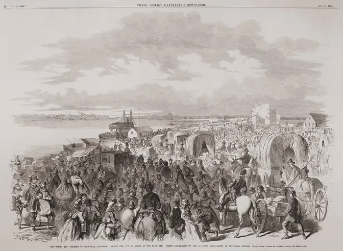 Framed Print : Women and children of Louisville, KY, leaving the city, by order of Gen. William Bull Nelson, in Sept. 1862