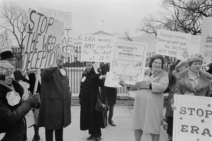 Framed Print : Women demonstrating against the Federal Equal Rights Amendment outside the White House. Feb. 4, 1977
