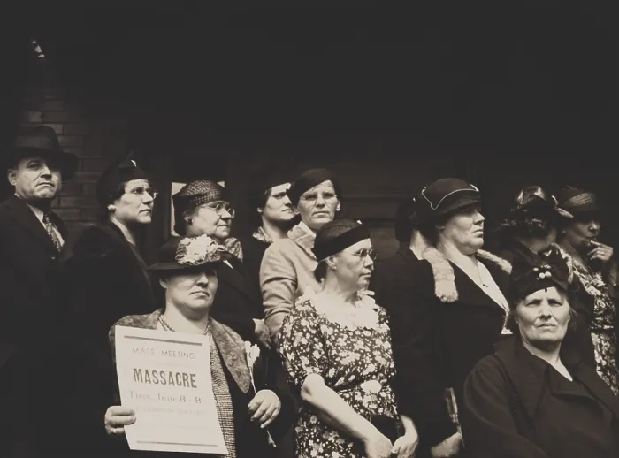 Framed Print : Women holding a sheet of paper announcing a Mass meeting to investigate Memorial Day Massacre Framed Print : Women holding a sheet of paper announcing a Mass meeting to investigate Memorial Day Massacre