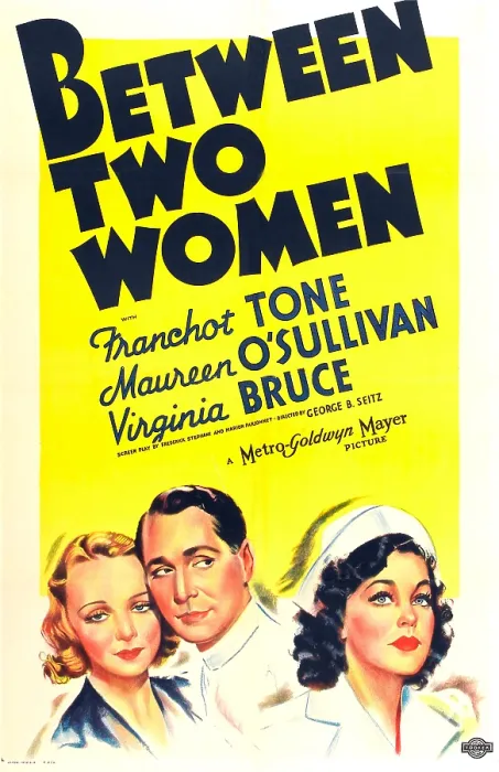 Framed Print : BETWEEN TWO WOMEN, from left on US poster art: Virginia Bruce, Franchot Tone, Maureen O'Sullivan, 1937