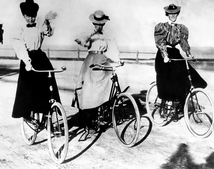 Framed Print : Women riding bicycles, 1900. Courtesy: CSU Archives / Everett Collection