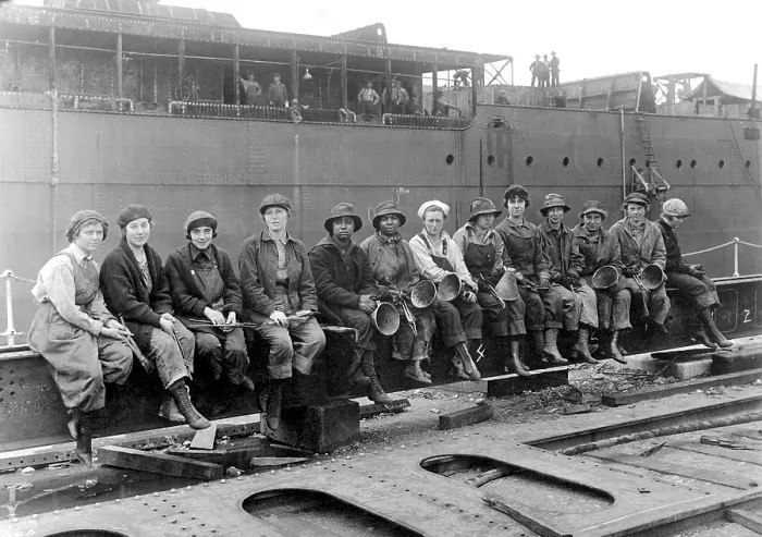 Framed Print : Women Rivet Heaters and Passers who work ship building at the Puget Sound Navy Yard. Washington. World War I. May 29, 1919 Framed Print : Women Rivet Heaters and Passers who work ship building at the Puget Sound Navy Yard. Washington. World War I. May 29, 1919