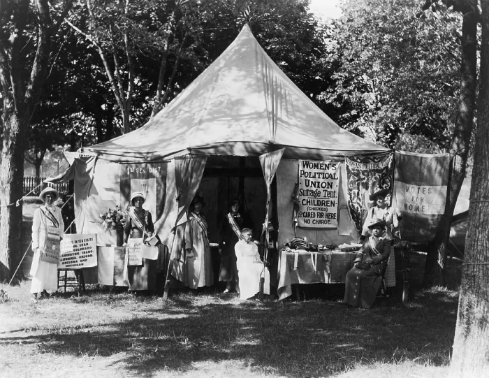 Framed Print : Women's Political Union campaigning in the summer of 1914 for passage of a New York State women's suffrage amendment Framed Print : Women's Political Union campaigning in the summer of 1914 for passage of a New York State women's suffrage amendment