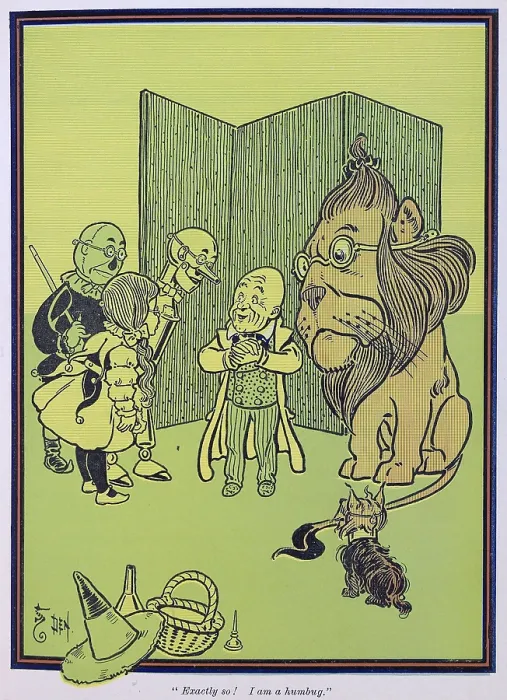 Framed Print : Wonderful Wizard of Oz characters, created by Frank Lyman Baum in 1900. Dorothy discovers the Wizard is a fraud