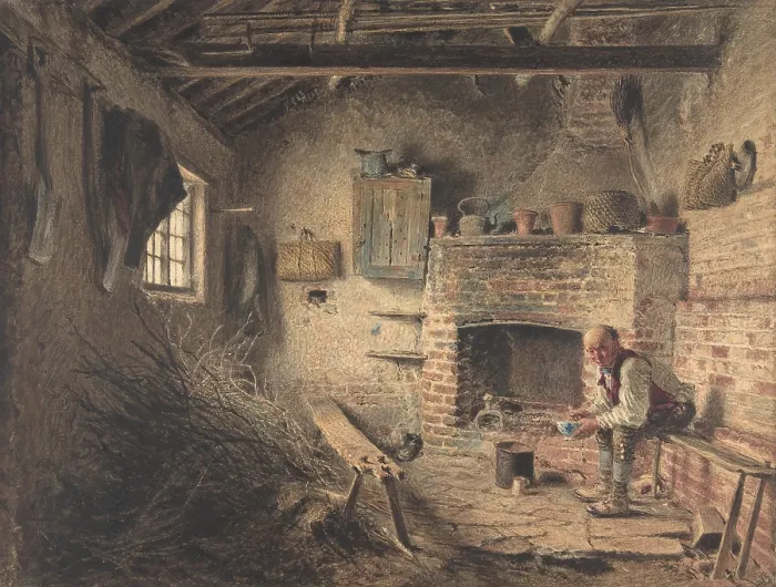 Framed Print : The Woodcutters Breakfast, by William Henry Hunt, 1832-34. The British watercolor is painted over a graphite drawing on paper