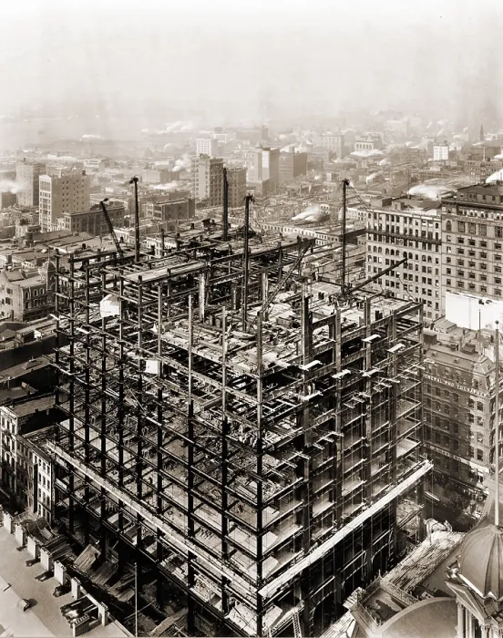 Framed Print : Woolworth Building steel frame structure under construction, New York City, Feb. 2, 1912 Framed Print : Woolworth Building steel frame structure under construction, New York City, Feb. 2, 1912