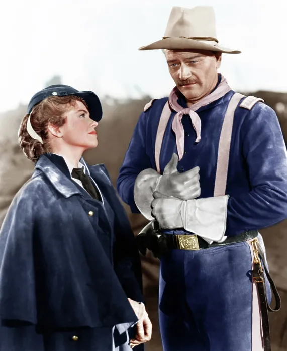 Framed Print : SHE WORE A YELLOW RIBBON, from left: Joanne Dru, John Wayne, 1949