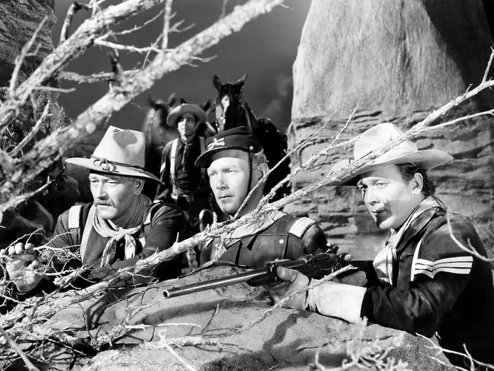 Framed Print : SHE WORE A YELLOW RIBBON, from left, John Wayne, Harry Carey, Jr. Ben Johnson, 1949 Framed Print : SHE WORE A YELLOW RIBBON, from left, John Wayne, Harry Carey, Jr. Ben Johnson, 1949