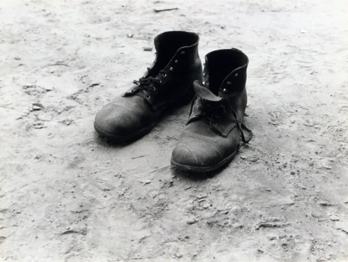 Framed Print : The work boots of Foyd Burroughs, cotton sharecropper, Hale County, Alabama. Published in the book, Let Us Now Praise Famous Men'. photograph by Walker Evans, 1936 Framed Print : The work boots of Foyd Burroughs, cotton sharecropper, Hale County, Alabama. Published in the book, Let Us Now Praise Famous Men'. photograph by Walker Evans, 1936
