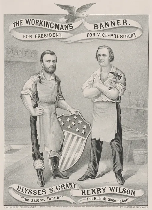 Framed Print : The Working-mans Banner. For President, Ulysses S. Grant, The Galena Tanner. For Vice-President, Henry Wilson, The Natick shoemaker