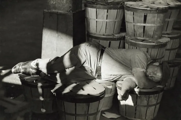 Framed Print : Workman catching a nap at the Baltimore fish market, July 1938. (BSLOC_2013_8_100)