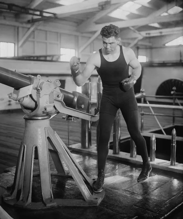 Framed Print : World Champion Boxer Jack Dempsey in fighting pose. Ca. 1920-24. (BSLOC_2015_17_70)