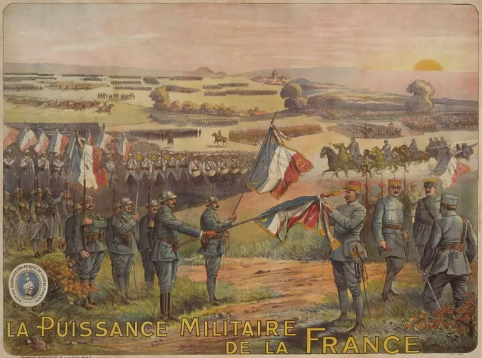 Framed Print : World War 1. 1917 French poster celebrating La Puissance Militaire de la Francs (The Power of the French Military)