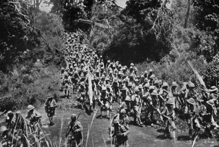 Framed Print : World War 1 in Africa. British African troops on the march to Kilimanjaro. The Operation began on Feb Framed Print : World War 1 in Africa. British African troops on the march to Kilimanjaro. The Operation began on Feb