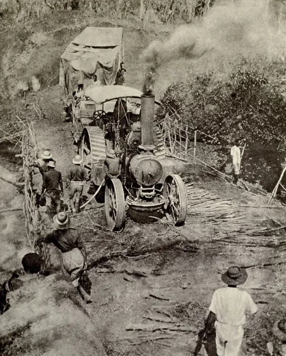 Framed Print : World War 1 in Africa. Tractor pulling an armed motor boat across a bridge on its way to Lake Tanganyika in Dec. 1916 Framed Print : World War 1 in Africa. Tractor pulling an armed motor boat across a bridge on its way to Lake Tanganyika in Dec. 1916