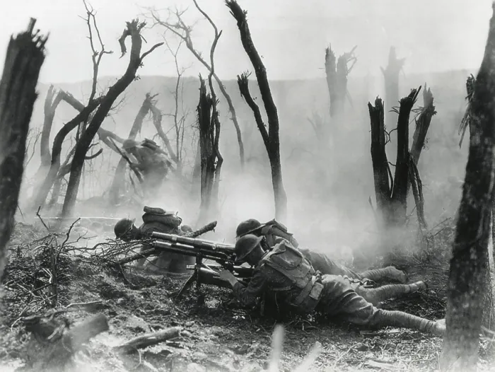 Framed Print : World War 1. American gun crew from the 23rd Infantry, firing a French 37mm cannon in World War I action in Belleau Wood. June 3, 1918. (BSLOC_2013_1_179)