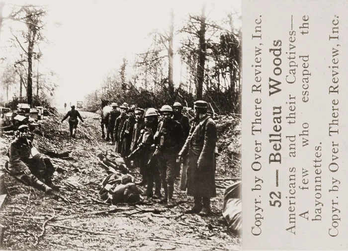 Framed Print : World War 1: Battle of Belleau Wood. Americans with some of the 1, 600 Germans they captured. June 1-26, 1918. (BSLOC_2013_1_181)