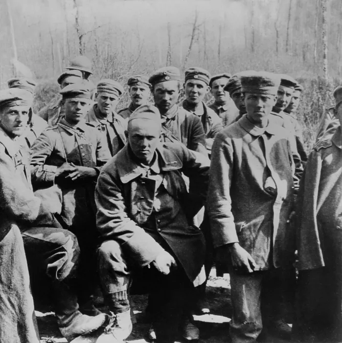 Framed Print : World War 1: Battle of Belleau Wood. German prisoners, some of the 1, 600 Germans captured by Americans. June 1-26, 1918. (BSLOC_2013_1_182)