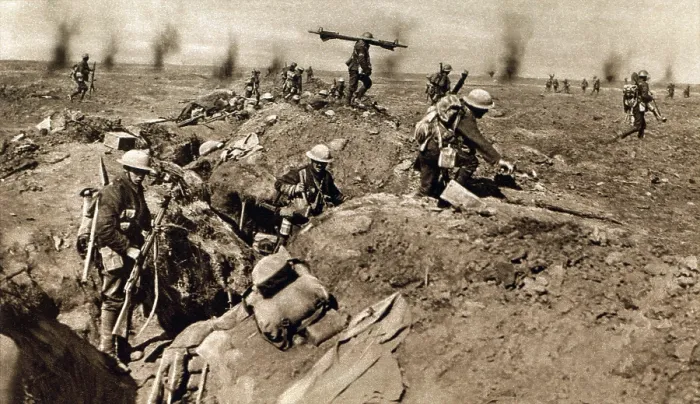 Framed Print : World War 1: Battle of the Somme. British infantry attack German lines near Ginchy, France, during the Battle of Morval, Sept Framed Print : World War 1: Battle of the Somme. British infantry attack German lines near Ginchy, France, during the Battle of Morval, Sept